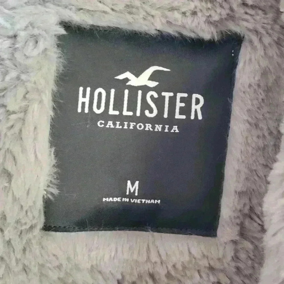 Hollister by A&F Womens Faux Fur-Lined Shearling Biker Jacket Medium Gray Color - Picture 7 of 13